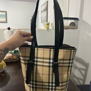 Burberry Tan and Black Plaid Tote